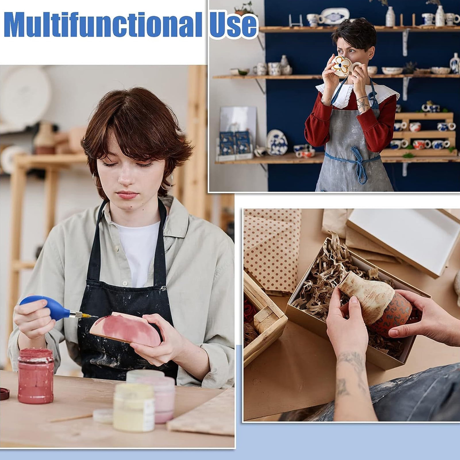 Ludlz 108Pcs Pottery Tools with Slip Trailer Bottle Assorted Fine Tip Needle Replacement Filling Funnel Connector Precision Applicator Glaze Bottle Clay DIY Tools Kit
