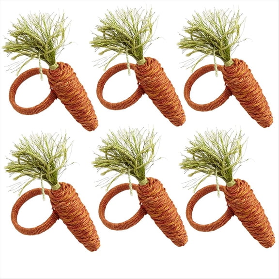 6PCS Easter Carrot Napkin Ring Cotton and Linen Rustic Hand Woven Napkin Buckles Easter Napkin Ring Holder