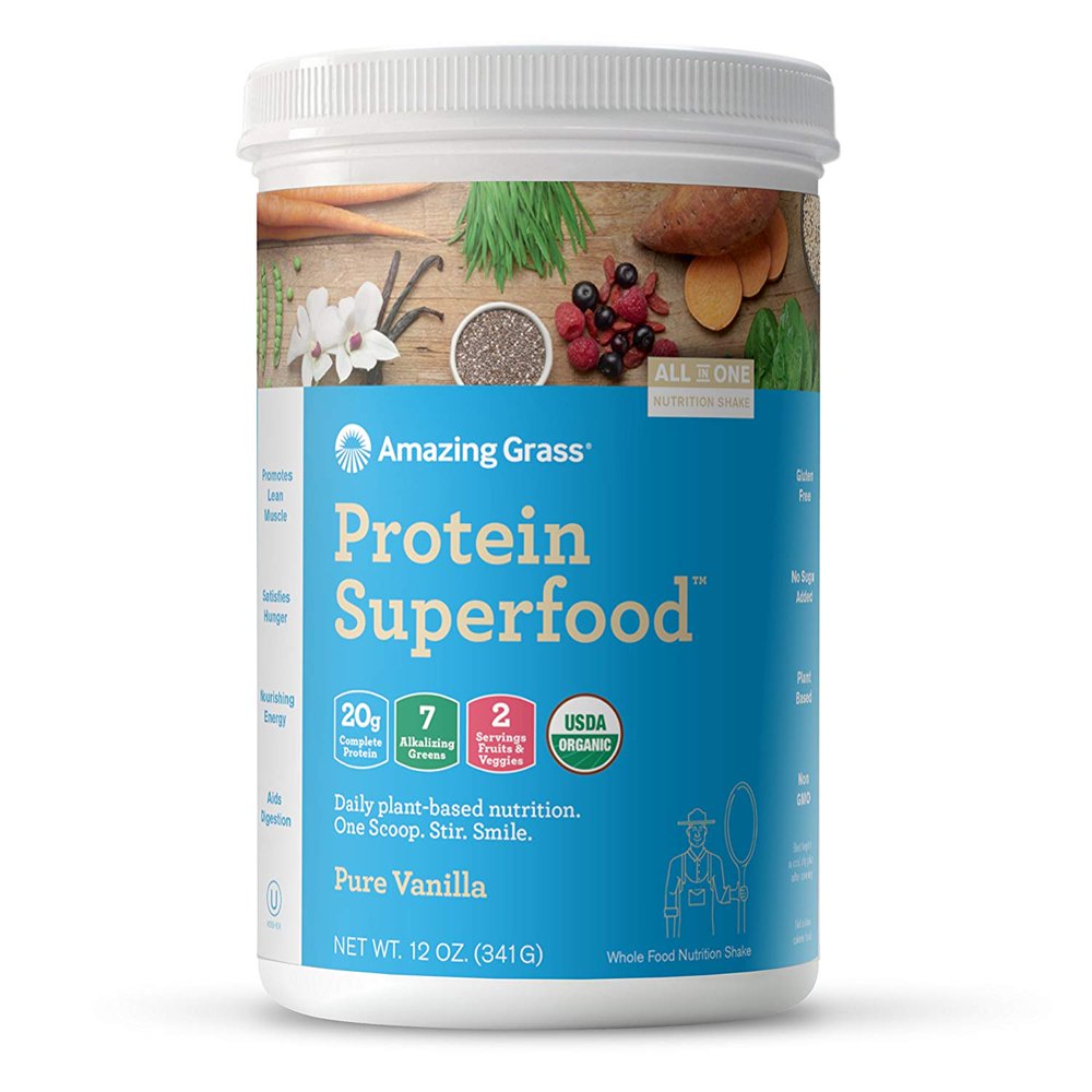 Amazing Grass Plant Protein Superfood Powder, Vanilla, 20g Protein, 12.
