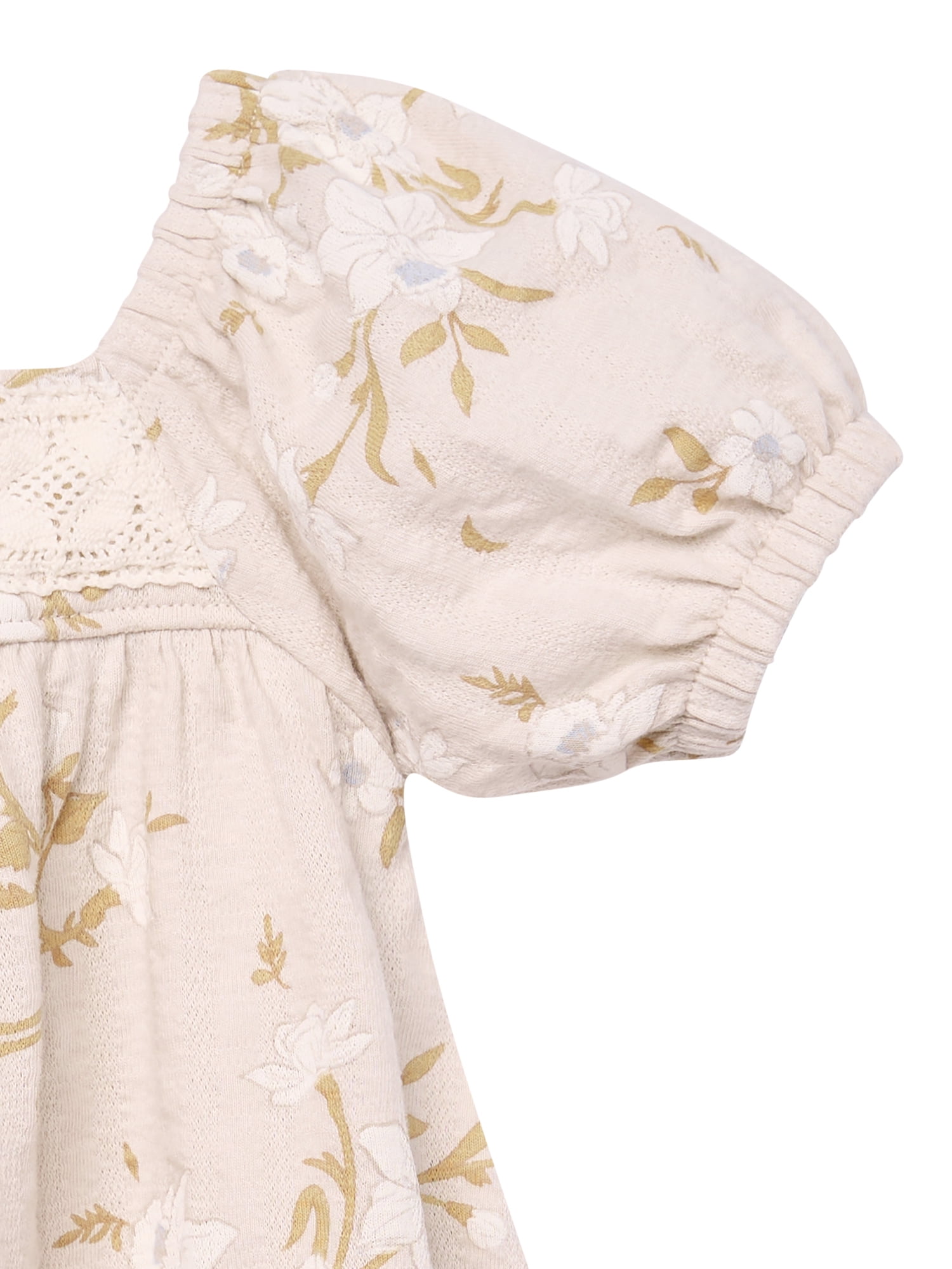 Modern Moments by Gerber Baby Girl Puff Sleeve Dress and Diaper Cover, 2-Piece, Sizes 0/3 Months - 24 Months