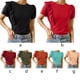 thumbnail image 3 of Guardurnaity Camiseta de mujer con volantes de Color sólido Casual suelta Linda blusa para niñas fiesta escolar verano Top elegante ropa de moda Prendas para la parte del cuerpo Rojo METRO Guardurnaity AP010896-08, 3 of 5