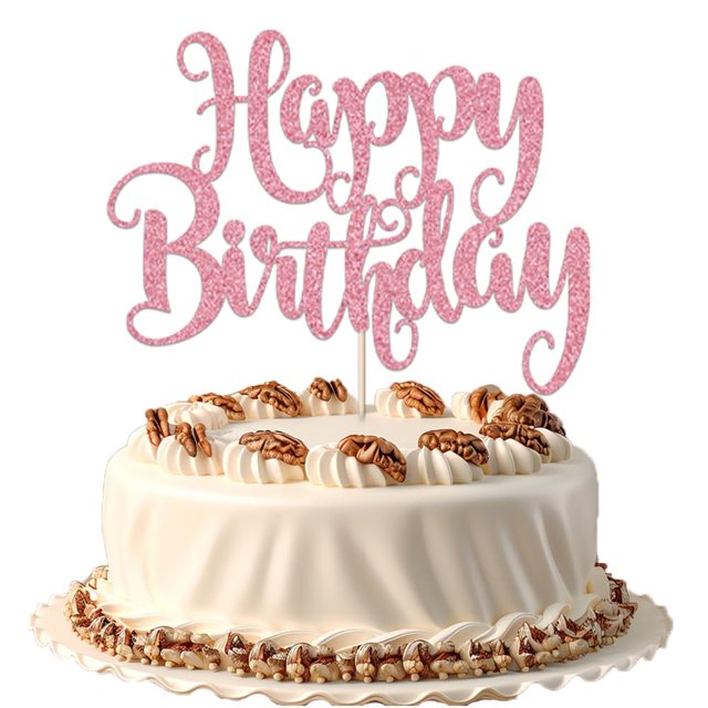 Adorno para Pastel FmiyunEea Brillante Feliz Cumpleaños Rosa