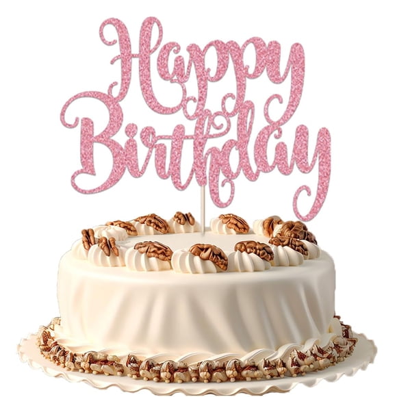 Adorno para Pastel FmiyunEea Brillante Feliz Cumpleaños Rosa