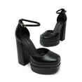 thumbnail image 5 of BURUDANI Womens High Chunky Platform Block Heels Square Toe Ankle Strap Dress Wedding Party Pumps Shoes, 5 of 7