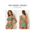 thumbnail image 6 of Eytino Bathing Suits for Women One Shoulder High Waisted Bikini Swimsuit Color Block Trim Ruffle Hem Swimsuits 2025 Summer Beach Swimwear Grass Green L, 6 of 7