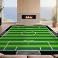 thumbnail image 2 of Design&I 8'x10' Washable Area Rug Extra Large Skid-Resistant Low Profile Striped Bold Goal Net Motif Door Center Markings Soccer Field Refined Structured for Living Room, Family, 2 of 7