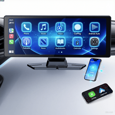 DREAMfair Carplay Screen for Car, 10" Portable Wireless Car Stereo for Apple Carplay & Android Auto,Touchscreen CarPlay Audio Receivers W/Mirror Link/Rear Camera/BluetoothNavigation AUX/Voice Control