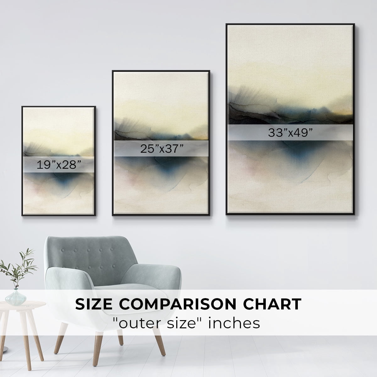 Continuum I Framed Premium Gallery Wrapped Canvas - Ready to Hang - 25 x 37 - Black Floating Frame