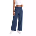 thumbnail image 5 of Pantalones casuales rectos para mujer: bolsillos laterales, para todas las estaciones, poliéster, color liso básico, tallas S-XXL, 5 of 5