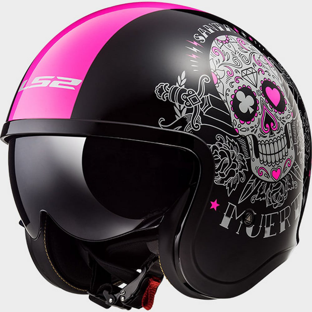 LS2 Spitfire OF599 Pink Muerte Motorcycle Helmet Black/Pink - Walmart.com