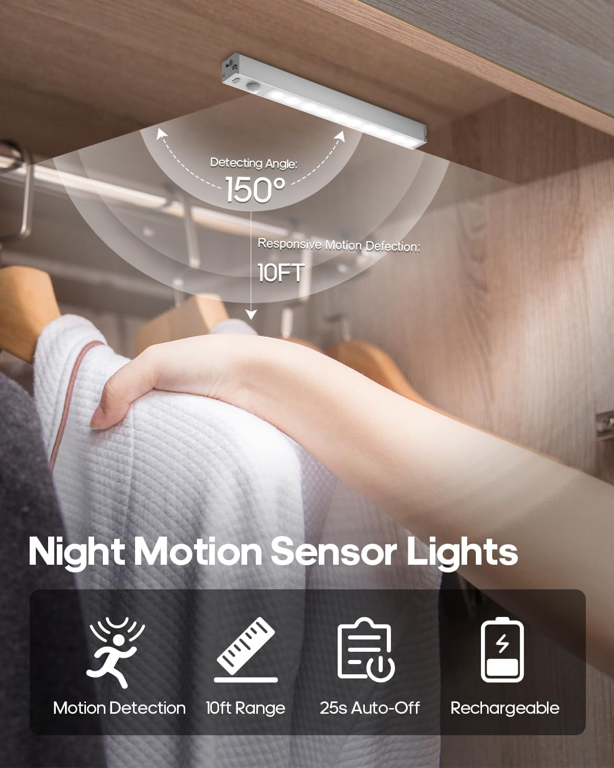 6 Pack Led Under Cabinet Lights Wireless with Charging Station, 7’’ Rechargeable Motion Sensor Light Indoor, Dimmable Closet for Cabinets, Bookshelf, Stair, Hallway
