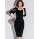 thumbnail image 2 of H Han Queen-vestido de tubo ajustado con volantes para mujer, ropa de oficina, Simple, para fiesta y trabajo, color negro, elegante, otoño, 2 of 5
