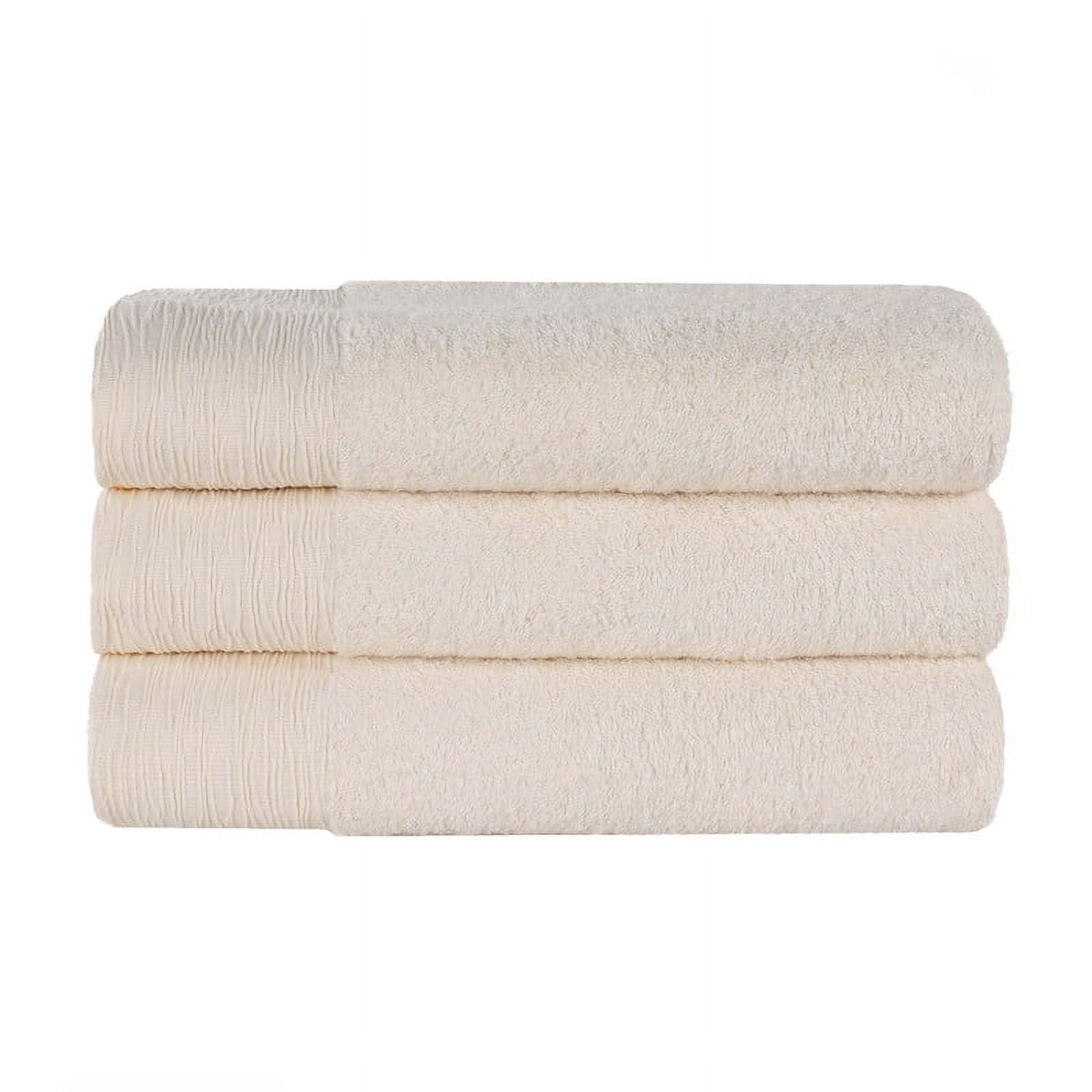 Superior Rayon From Bamboo Soft 3-Piece Bath Towel Set, Cotton Blend Modern Towels, Ivory
