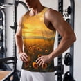 thumbnail image 5 of Uemuo Sunflower Sunset Rainfall Pattern Men's Muscle Shirts Sleeveless Dry Fit Gym Workout Tank Top Lightweight Sports Tank Top Beach Tank Top, Loose-fit Sleeveless Shirt-X-Large, 5 of 7