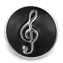 Black Enamel Music Note Snap Jewelry Ginger Charm Button, For Interchangeable DIY Customizable Accessories