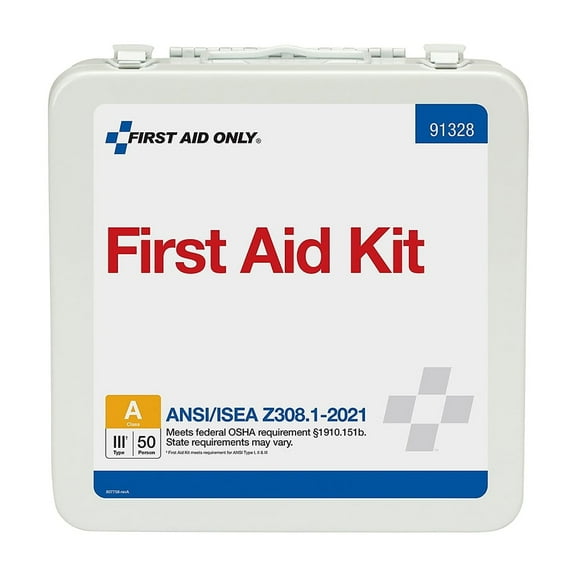 First Aid Only 50 Person Metal Case Ansi Portable First Aid Kit
