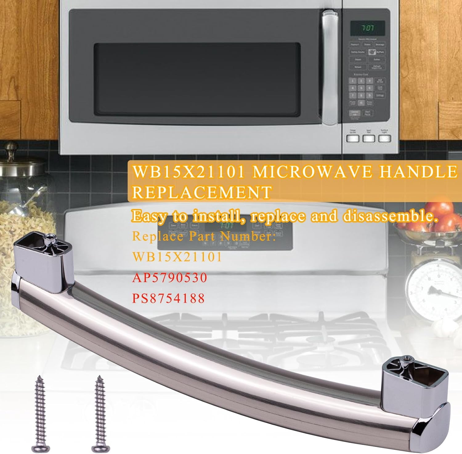 WB15X21101 Microwave Door Handle Replacement for  Appliances,  Fit,  Stainless Steel
