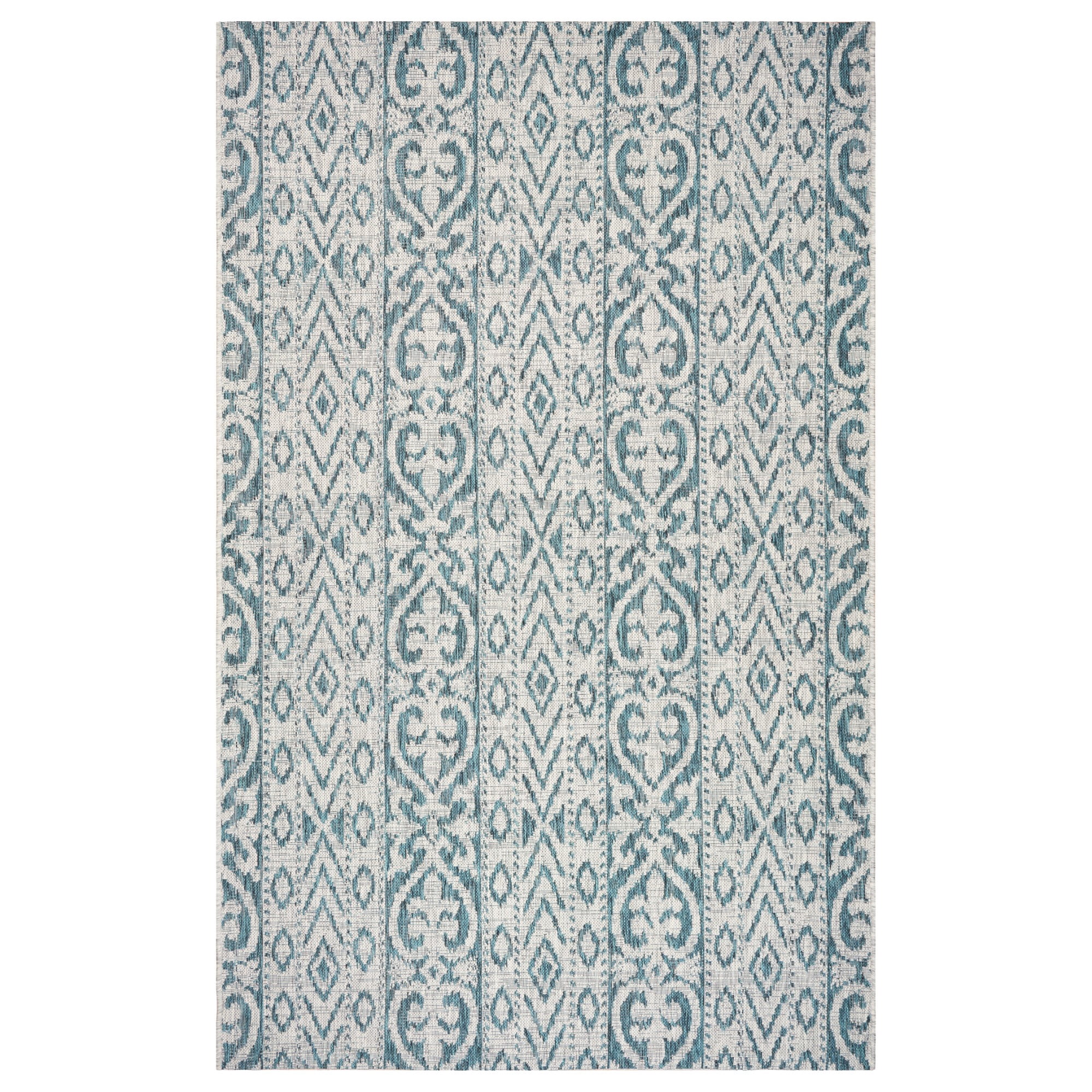 Laddha Home Designs 1.75' x 3' Entwined Geometric Indoor Outdoor Area Throw Rug - Blue and Gray