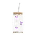 thumbnail image 5 of Cute Bow Glass Cups With Lids 500ML(16OZ) Aesthetic Iced Coffee Cup Girly Preppy Design Tumbler Mug Birthday Valentines For Teen Girl,PP, 5 of 6