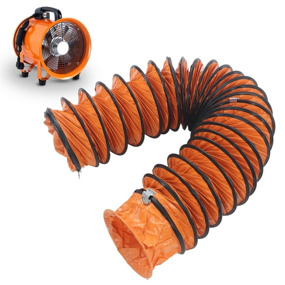 8 Inch Flexible Duct, Duct Hosing Pvc Flexible Duct Hose Flexible Pvc Pipe Flexible Exhaust Tubing with S Shaped Hook Steel Bracket for Exhaust Fan Heavy Duty 8in