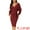 Red, variant on Women's Deep V Neck Wrap Lantern Sleeve Belted Mini Sweater Dress XL Khaki