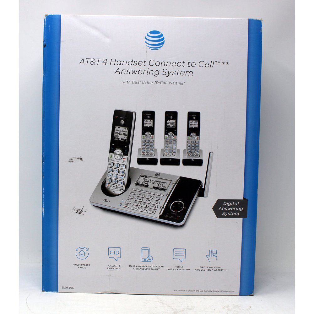 AT&T 4 Handset Cordless Phone Connect To Cell Answering System