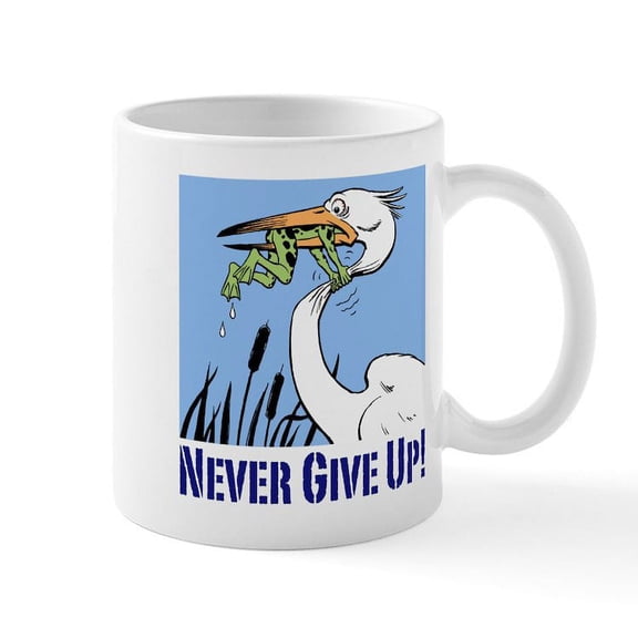 CafePress - Never Give Up Mug - 11 oz Ceramic Mug - Novelty Coffee Tea Cup