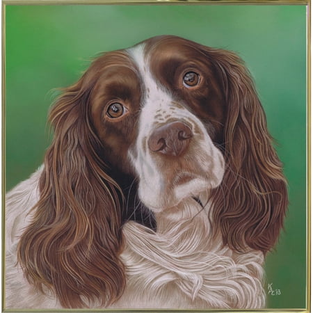 Springer Spaniel Fleck-KARCOO131228 Print 35.25"x35" by Karie-Ann Cooper in a Metal Frame Gold