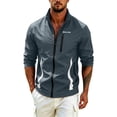 thumbnail image 3 of Wrtxtat Men's UPF 50+ Sun Protection Gym Jacket Lightweight Stand Collar Full Zip Hooded Athletic Jackets Long Sleeve Track Running Jackets Gray XL, 3 of 10