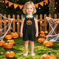 thumbnail image 5 of Unisex kids Corduroy Short Overalls, Pumpkin Felt Appliques Sleeveless Dungarees with Pockets, Comfort Baby Outfit for First Halloween Photoshoots and Pumpkin Patch Visits for 1-7 Years, 5 of 7