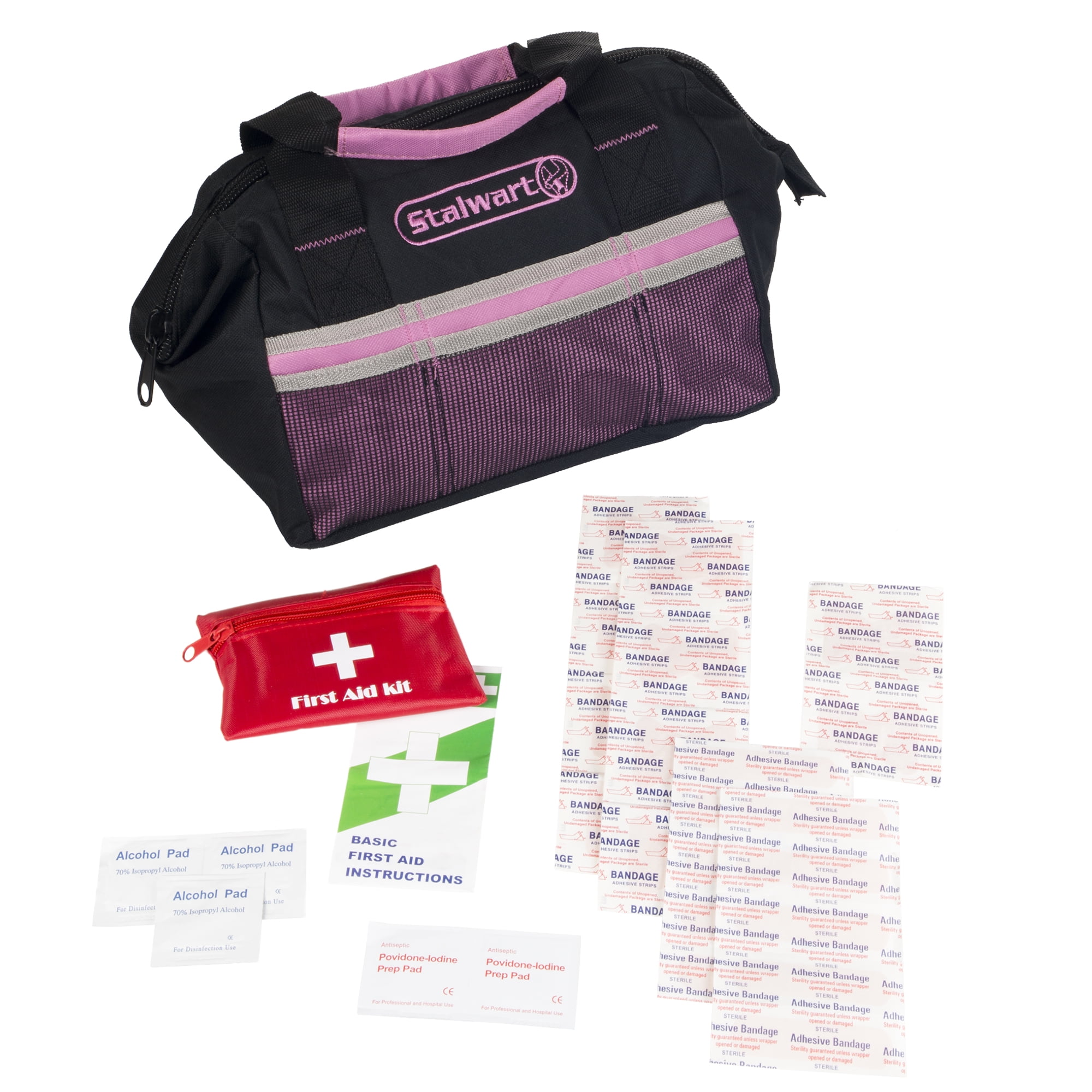 55 Pc Emergency Roadside Kit with Travel Bag - Pink by Stalwart