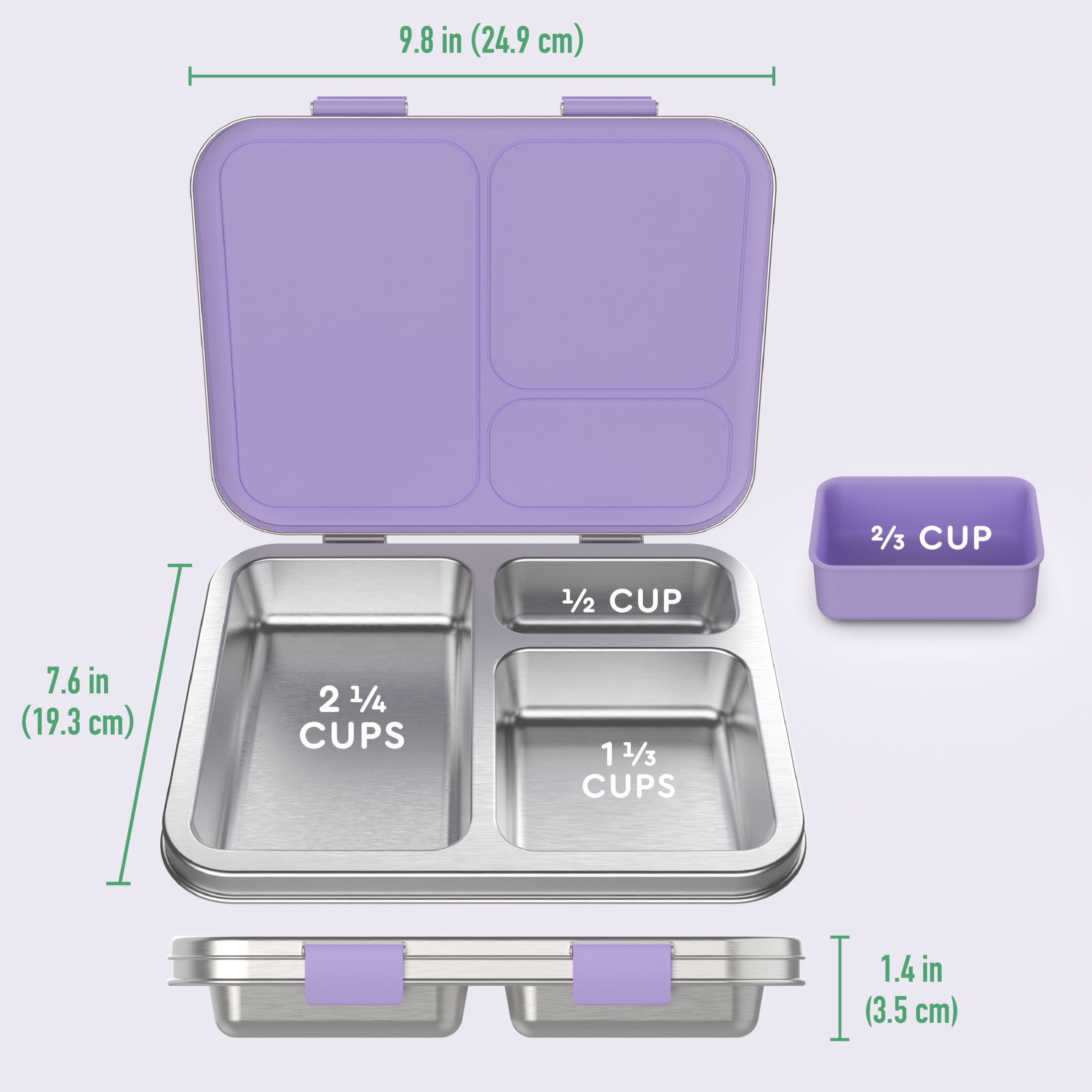 Bentgo Kids Stainless Steel Prints Leak-Resistant Lunch Box - 3-Compartments with Bonus Silicone Container, Durable, Eco-Friendly, Dishwasher Safe, BPA-Free, Ideal for School, Ages 3+ (Unicorn)