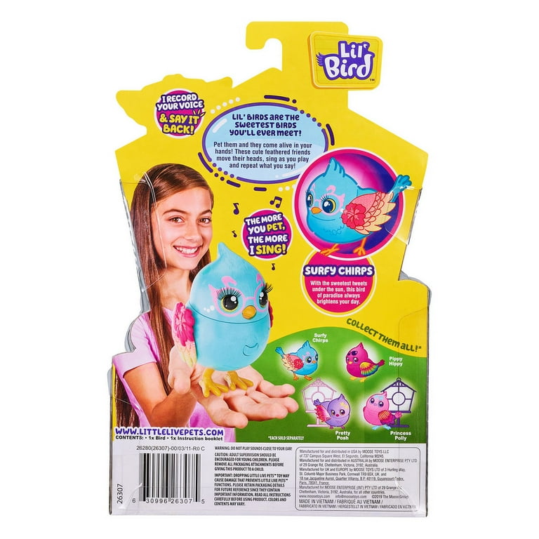 Little Live Pets Toy - Lil' Bird Single Pack: Surfy Chirps