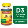 Nature Made Vitamin D3 2000 IU (50 mcg) Per Serving Gummies, Dietary Supplement for Bone and Immune Health Support, 90 Count