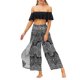thumbnail image 1 of VISgogo Pantalones de pierna ancha de verano para mujer, pantalones sueltos sueltos de tiro medio con estampado bohemio con divisiones para yoga, playa, vacaciones VISgogo  moda, 1 of 6