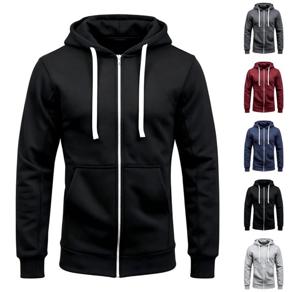 OIOLOYJM Zip Up Hoodie Men Casual Long Sleeve Slim Fit Running Workout Hooded Sweatshirts Classic Basic Athletic Outdoor Dailywear Pockets