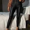 thumbnail image 4 of Pantalones casuales de moda para mujer, leggings, pantalones de cuero PU modernos y simples, 4 of 5