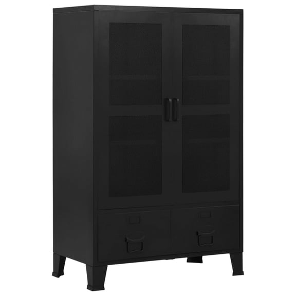 Casafoyer Office Cabinet with Mesh Doors Industrial Black 29.5"x15.7"x47.2" Steel