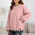 thumbnail image 4 of HIPYLO Girls Crew Neck Long Sleeve Sweatshirt with Contrast Trim Pullover Top Casual Loose Fit Shirt for Toddler Kids Teen Tween, 4 of 7