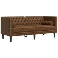 thumbnail image 3 of vidaXL 2 Piece Chesterfield Sofa Set with Bolsters Brown Faux Suede Leather, 3 of 5
