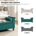 thumbnail image 3 of 54" Storage Bench Upholstered Armrest Bed End Foot Stool 2 Round Pillows Bedroom Entryway Living Room Sage, 3 of 10