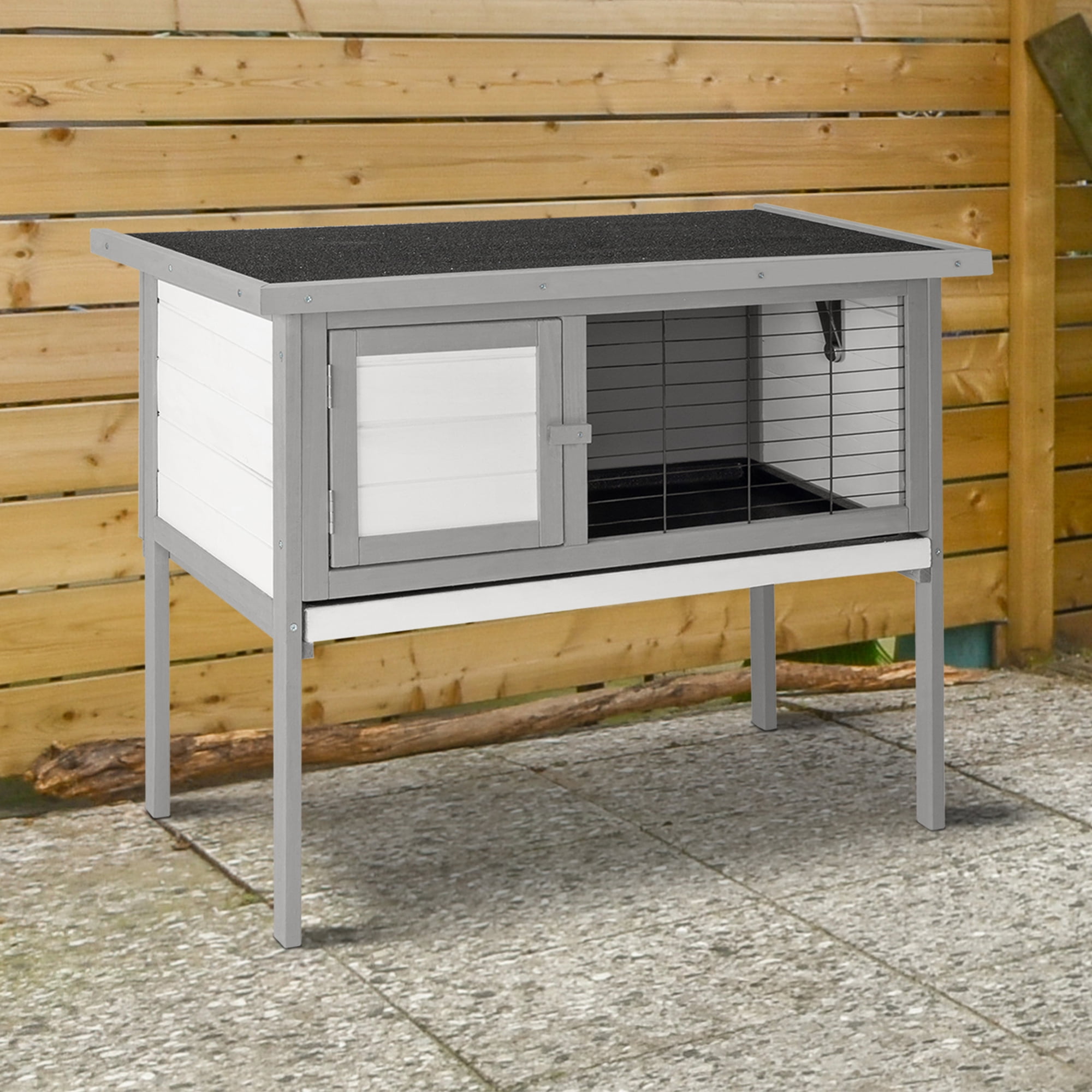 Pefilos 36" Small Rabbit Hutches for Indoor Wooden Pet House Bunny, Guinea Pig House Rabbit Cage, Gray