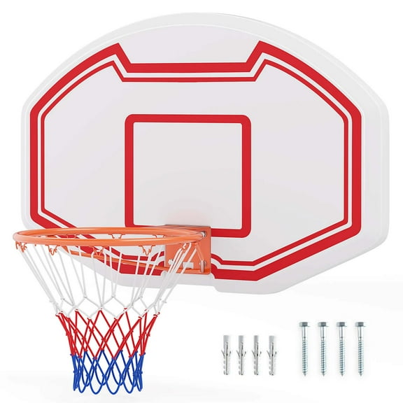 Costway Large Wall Mounted Basketball Hoop with 36" x 24" Shatter-proof Backboard or Kids