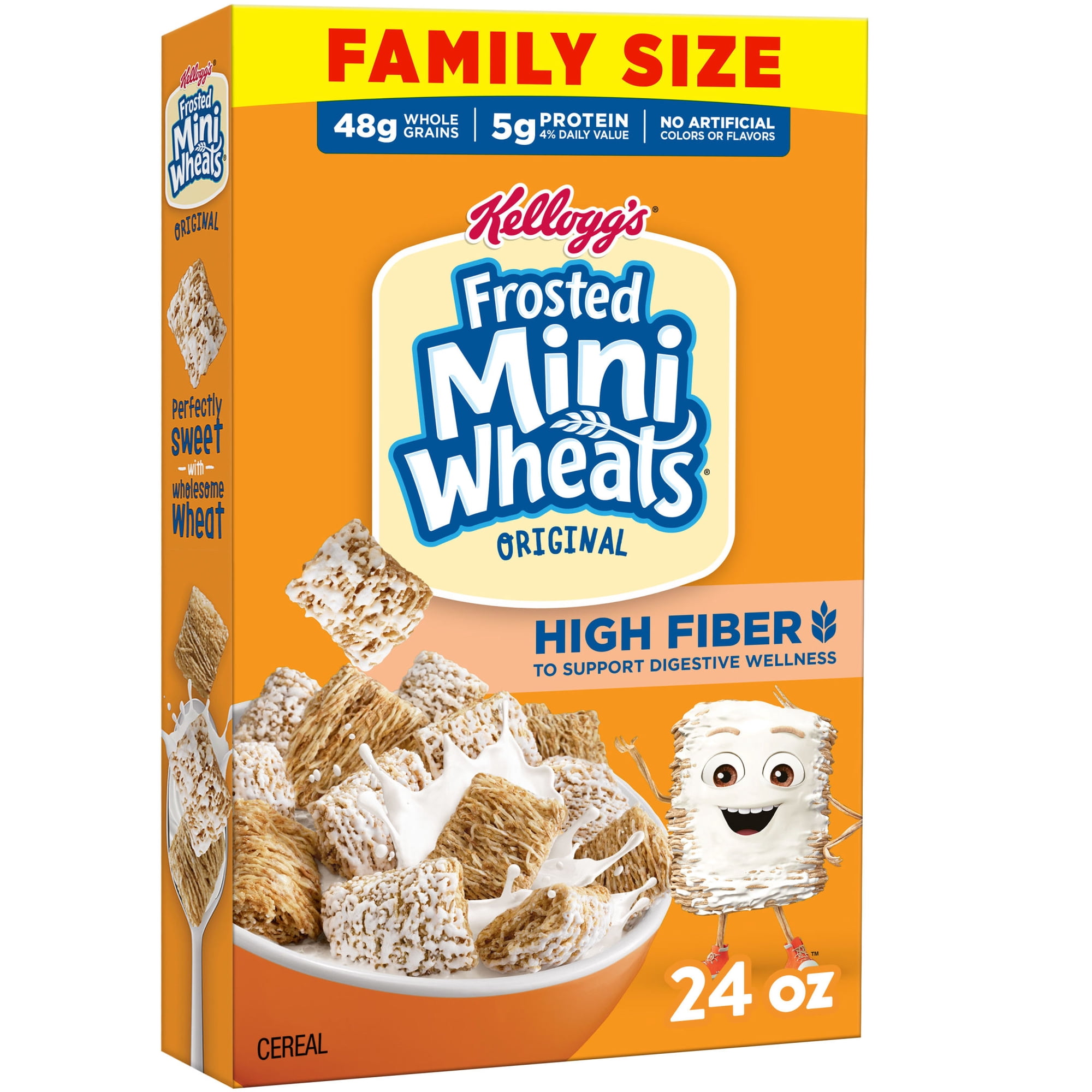 Kellogg's Frosted Mini-Wheats Original Breakfast Cereal, High Fiber, Family Size, 24 oz