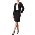 thumbnail image 2 of INSPIRE CHIC Business Skirt Suit Set for Women 2 Piece Office Work Open Front Cropped Blazer Jacket Pencil Skirt XL Black, 2 of 6