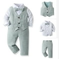 thumbnail image 6 of Karoyedx Baby Suits for Boys Christmas Toddler Boy Suit Formal Wedding Outfits Gentleman Clothes Long Sleeve Shirt + Suspender Pants + Bowtie Mint Green Size,9-10 Years, 6 of 6