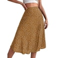 thumbnail image 2 of Women'S Summer High Waisted Flowy Slit Midi Skirts Casual Boho Floral Beach Skirt Yellow M, 2 of 9