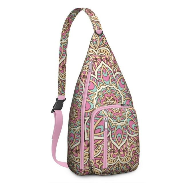 Abstract Tribal Sling Bag - Folk Art Mandala Pattern Crossbody Backpack (Spiritual Journey Essential)