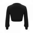 thumbnail image 2 of PENGXIANG Fashion Casual Solid Color  Neck Short Style Long Sleeve Top For Ladies, 2 of 7