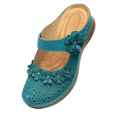 VerPetridure Black Sandals Women Women s Ladies Girl Comfortable Hollow Flowers Round Toe Sandals Soft Sole Shoes